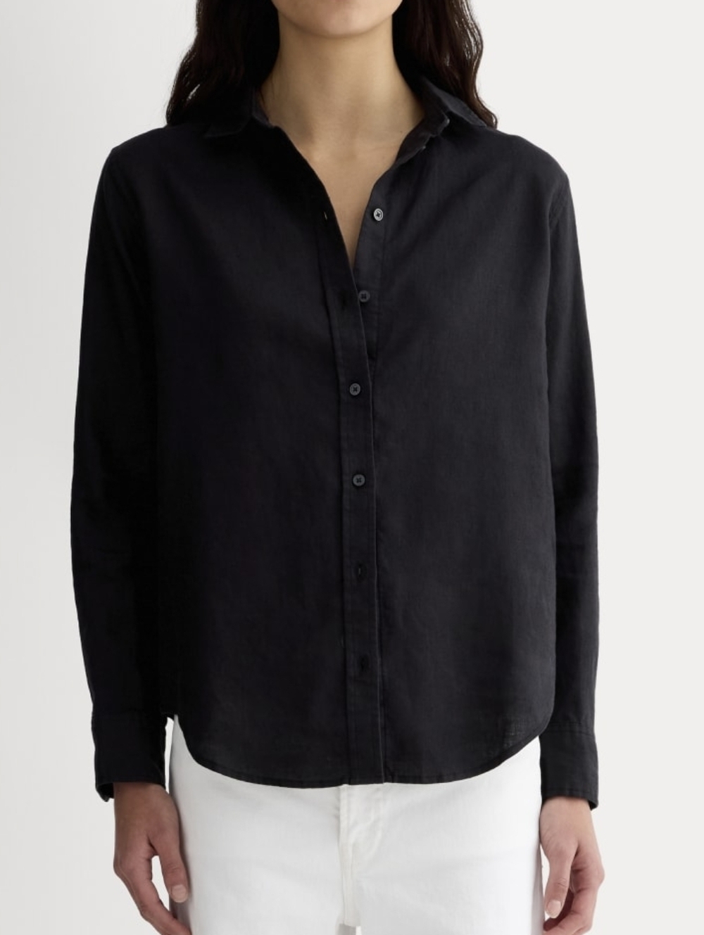 Everlane The Must-Have Relaxed Linen Shirt - Button Down - Black - Size 10